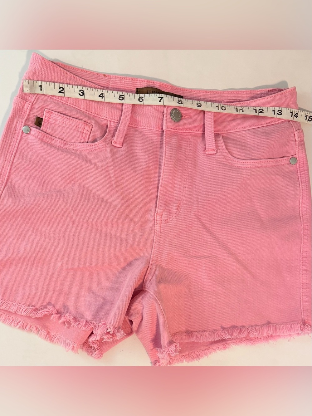 Judy Blue Pink Garment Dyed Fray Hem Shorts - Picture 9 of 9